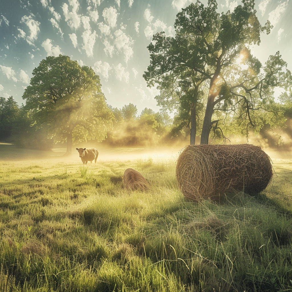 Heu Wiese Nebelig | LED Bild