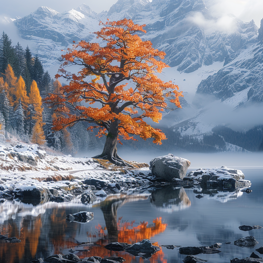 Herbst Baum am See 2 | LED Bild