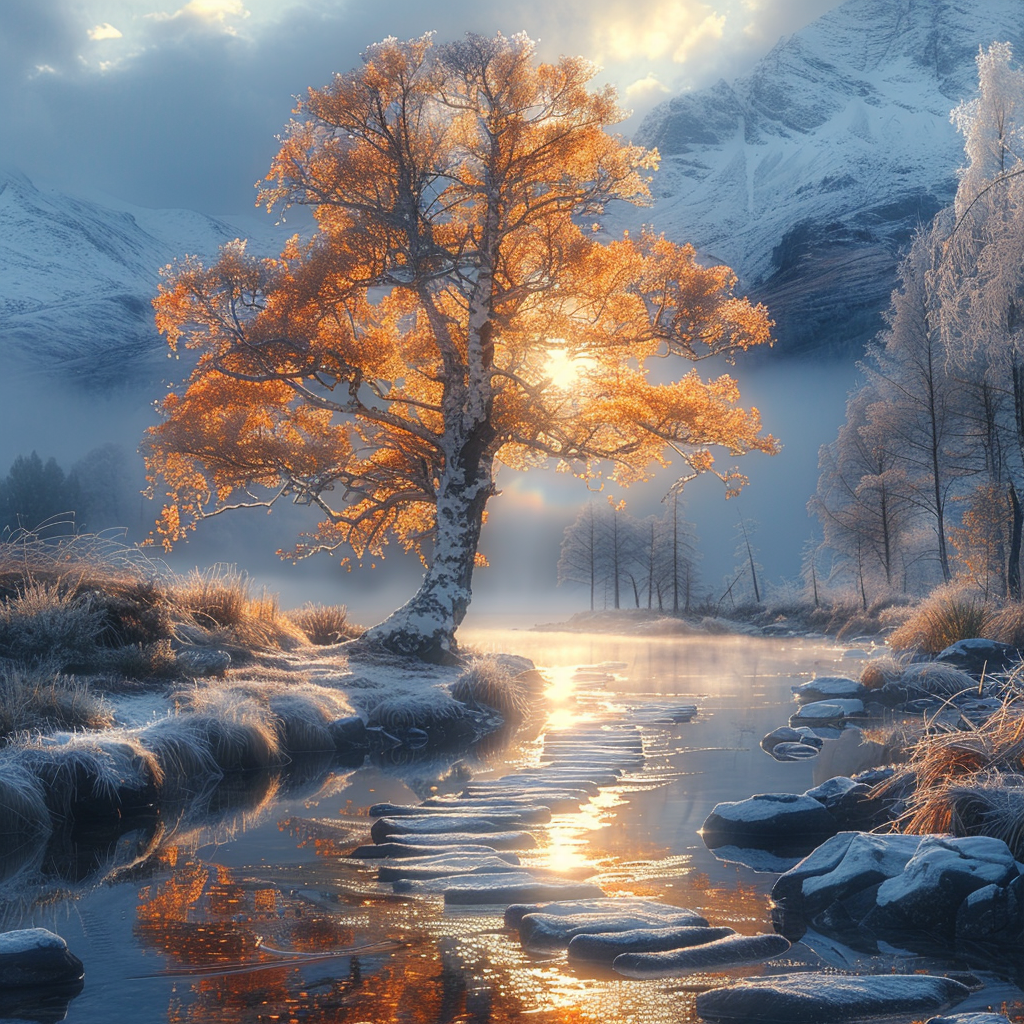 Herbst Baum am See 3 | LED Bild