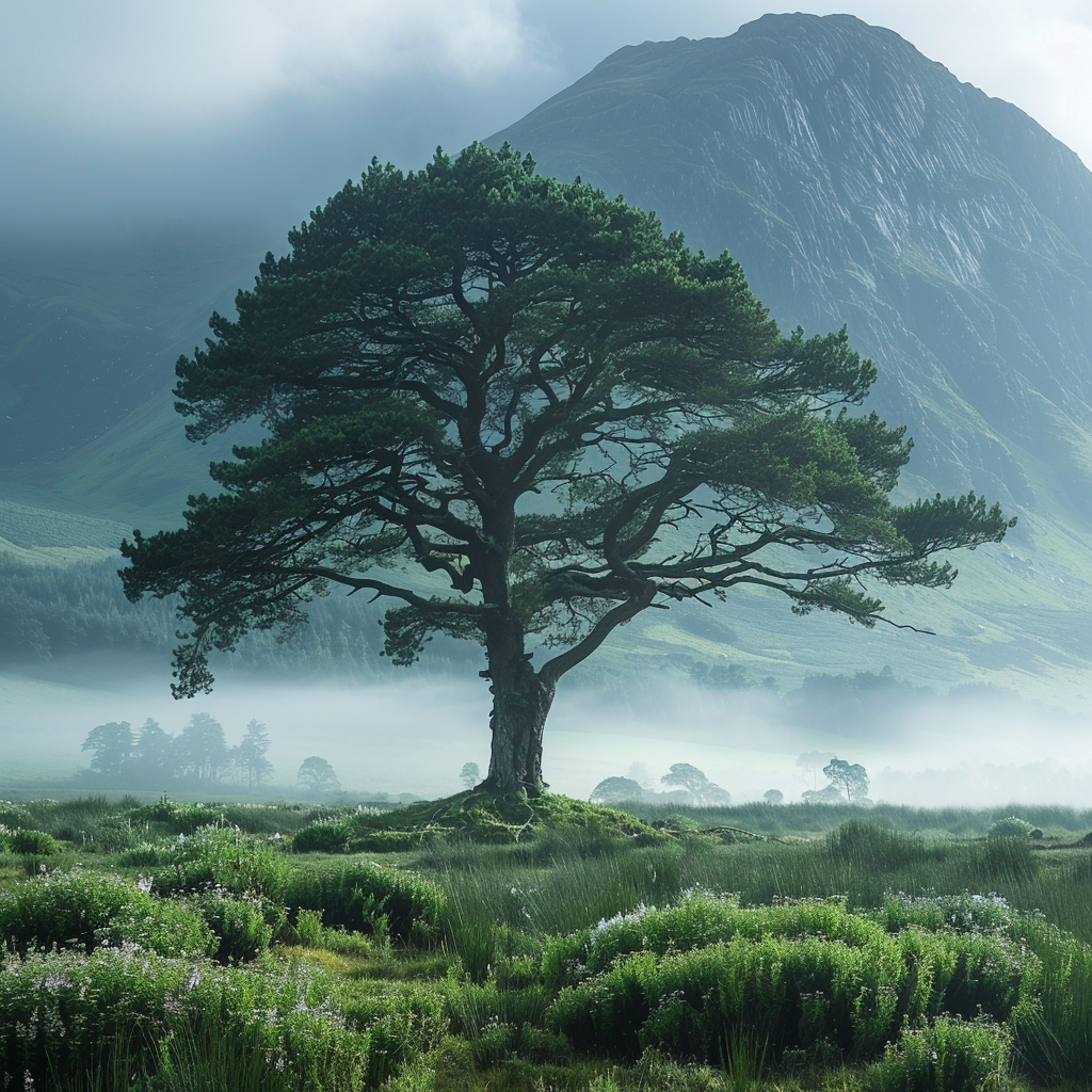 Großer Baum Grüne Landschaft | LED Bild