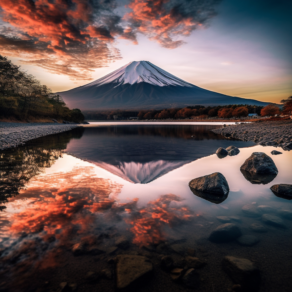 Mount Fuji Spiegelung See | LED Bild