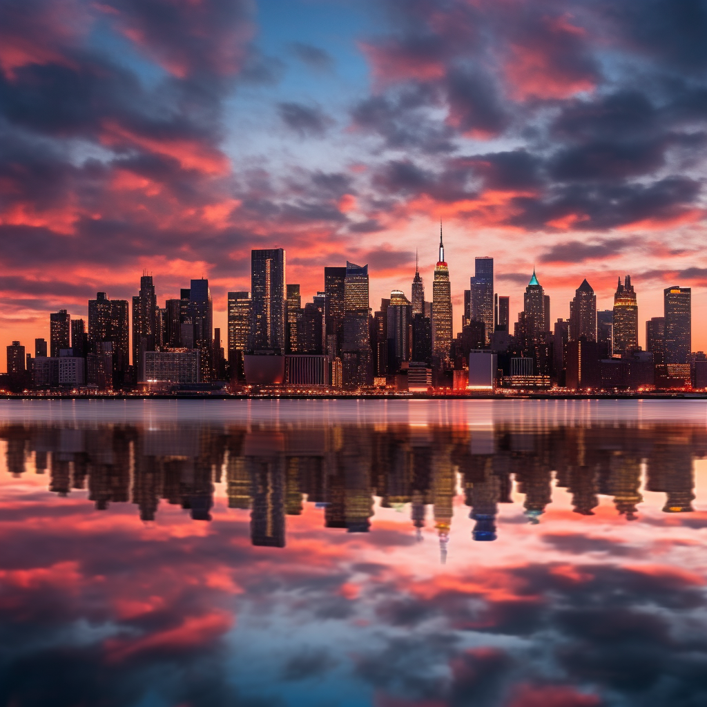 Skyline mit Spiegelung im See | LED Bild