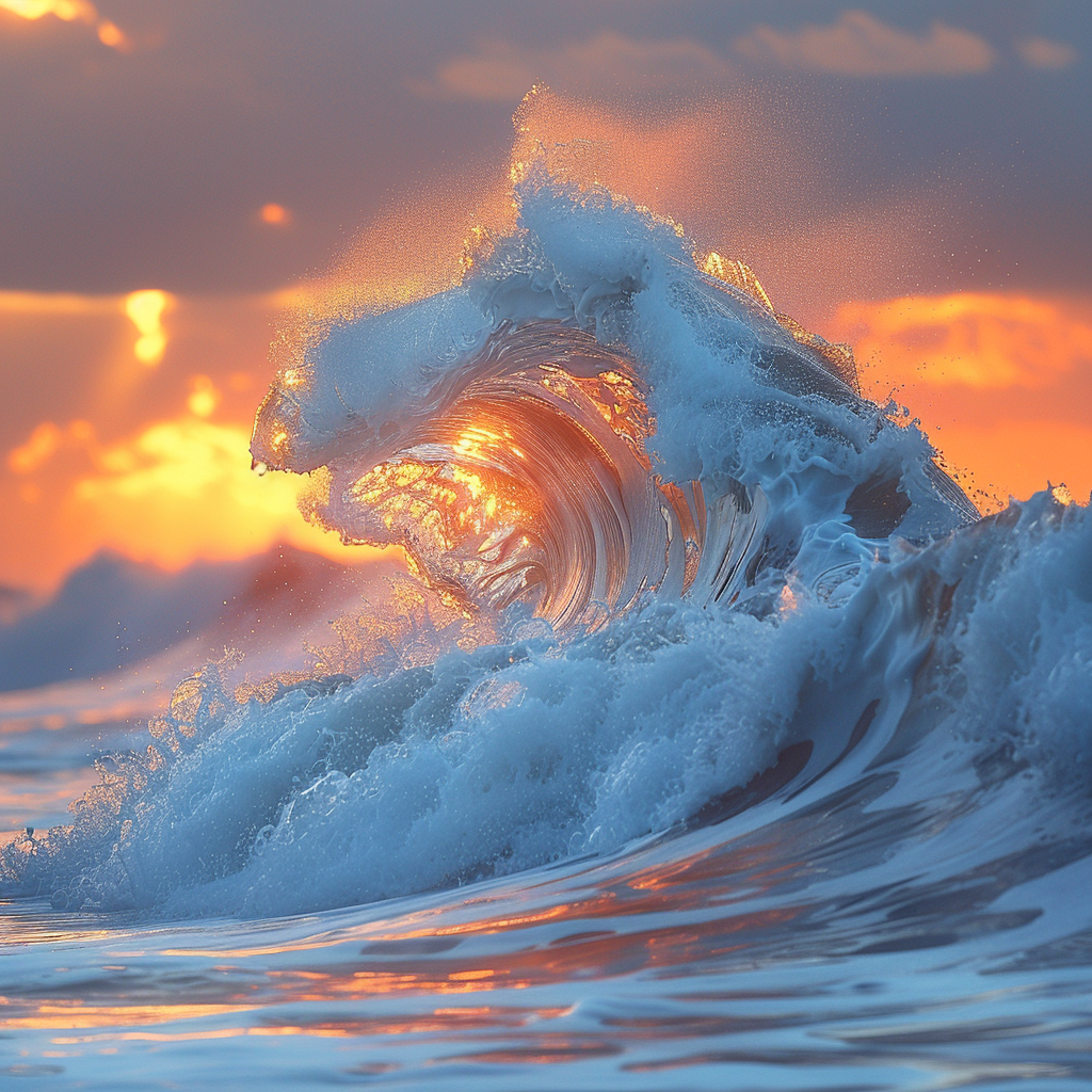 Welle vor Sonnenuntergang | LED Bild