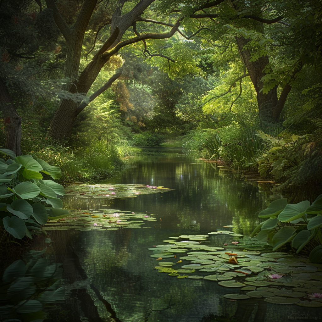 Kleiner Fluss Dichter Wald 1 | LED Bild