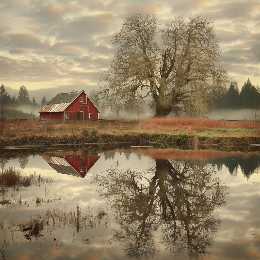 Kahler Baum Nebelig Spiegelung | LED Bild
