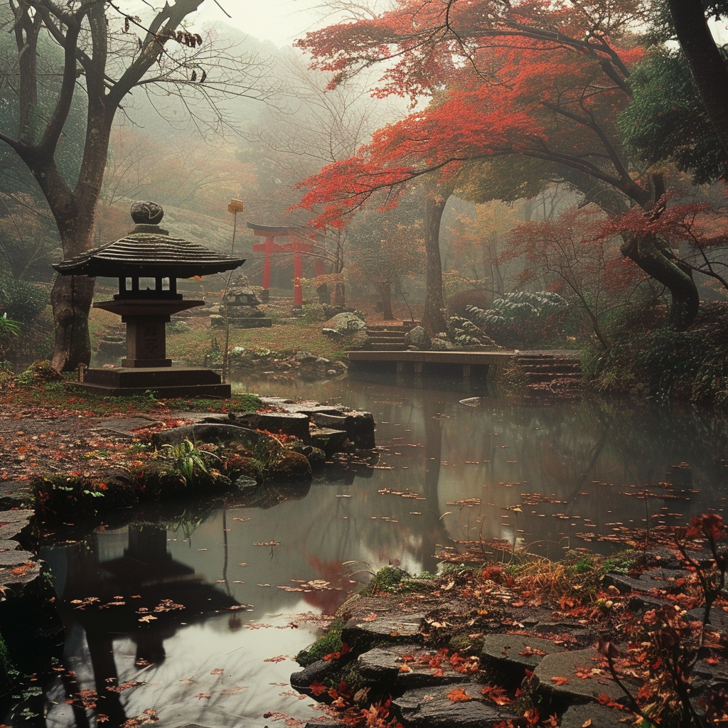 Asiatischer Wald mit Bach 1 | LED Bild