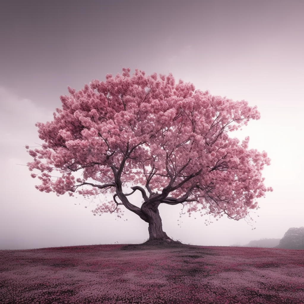 Pinker Baum Pinke Wiese | LED Bild