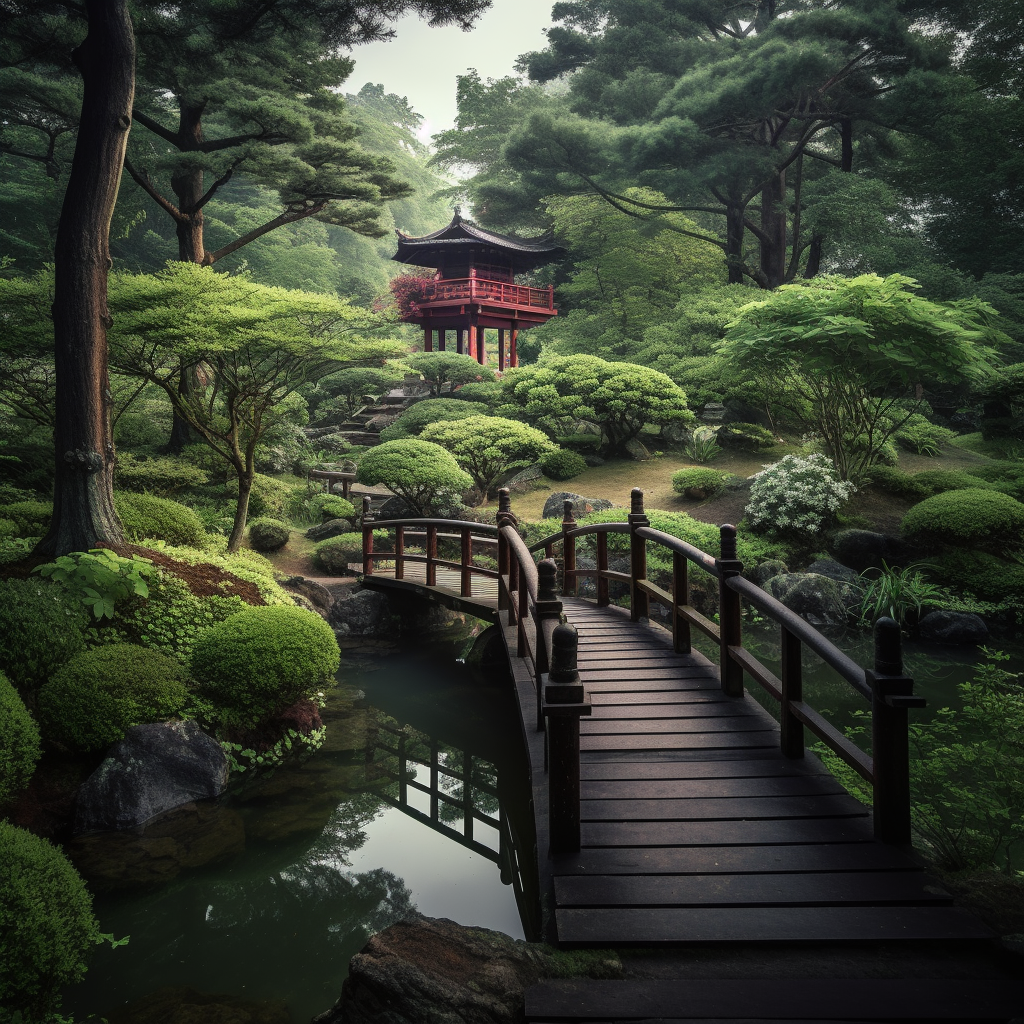 Asiatischer Wald mit Bach 4 | LED Bild