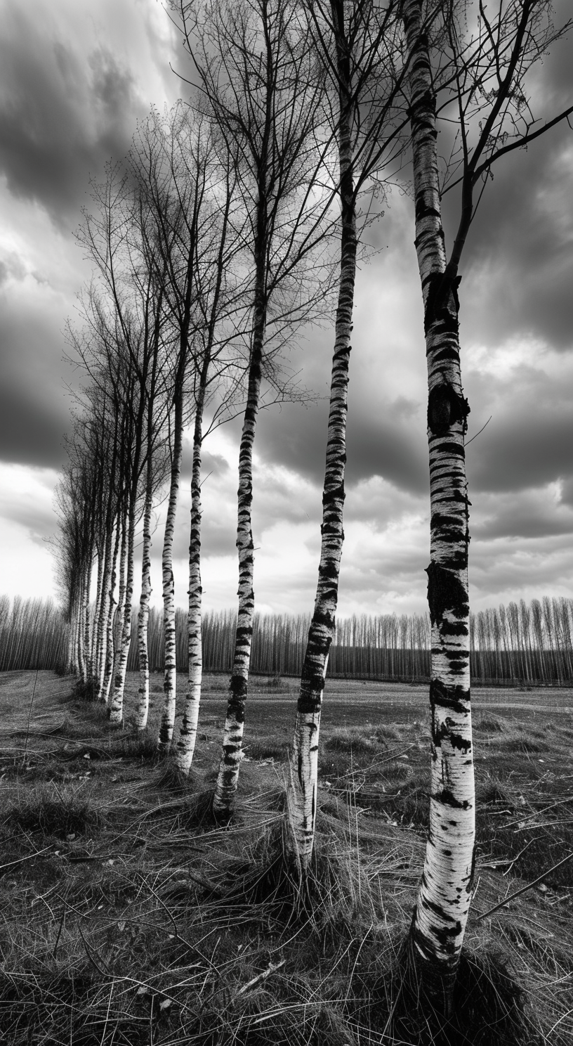 Birken Schwarz & Weiß | LED Bild