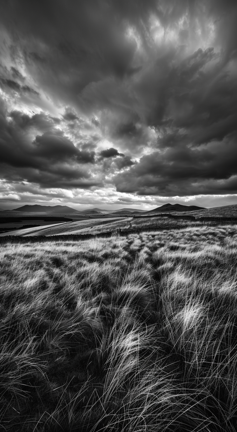 Wiese Schwarz & Weiß | LED Bild