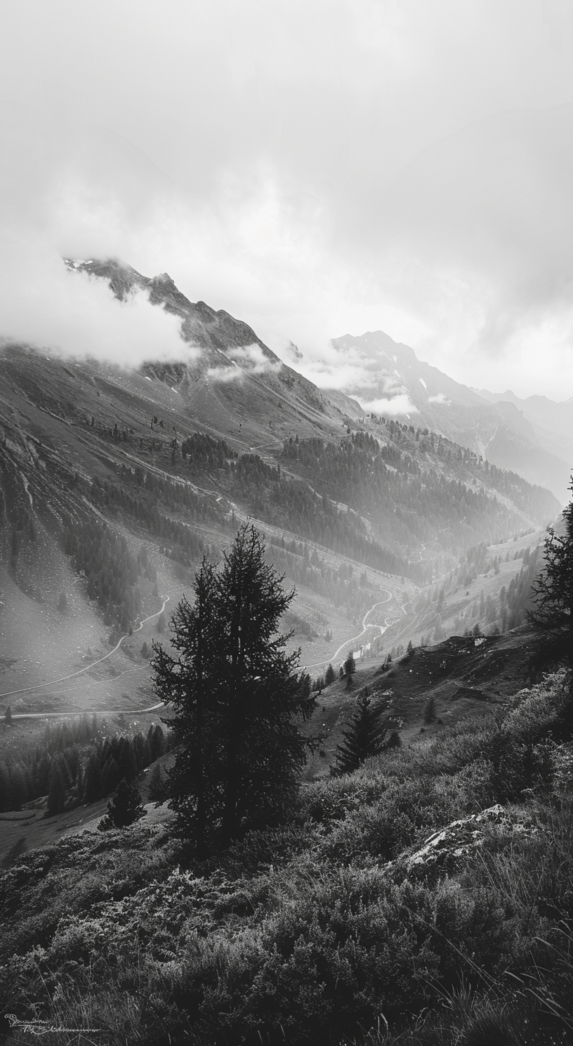 Hügel Landschaft Schwarz & Weiß | LED Bild