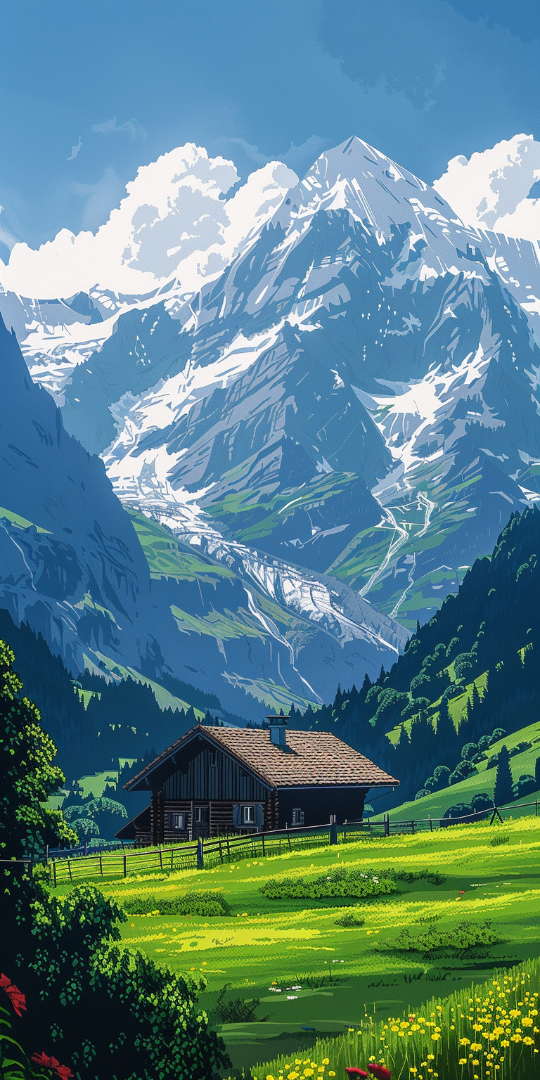 Alpen Illustriert 1 | LED Bild