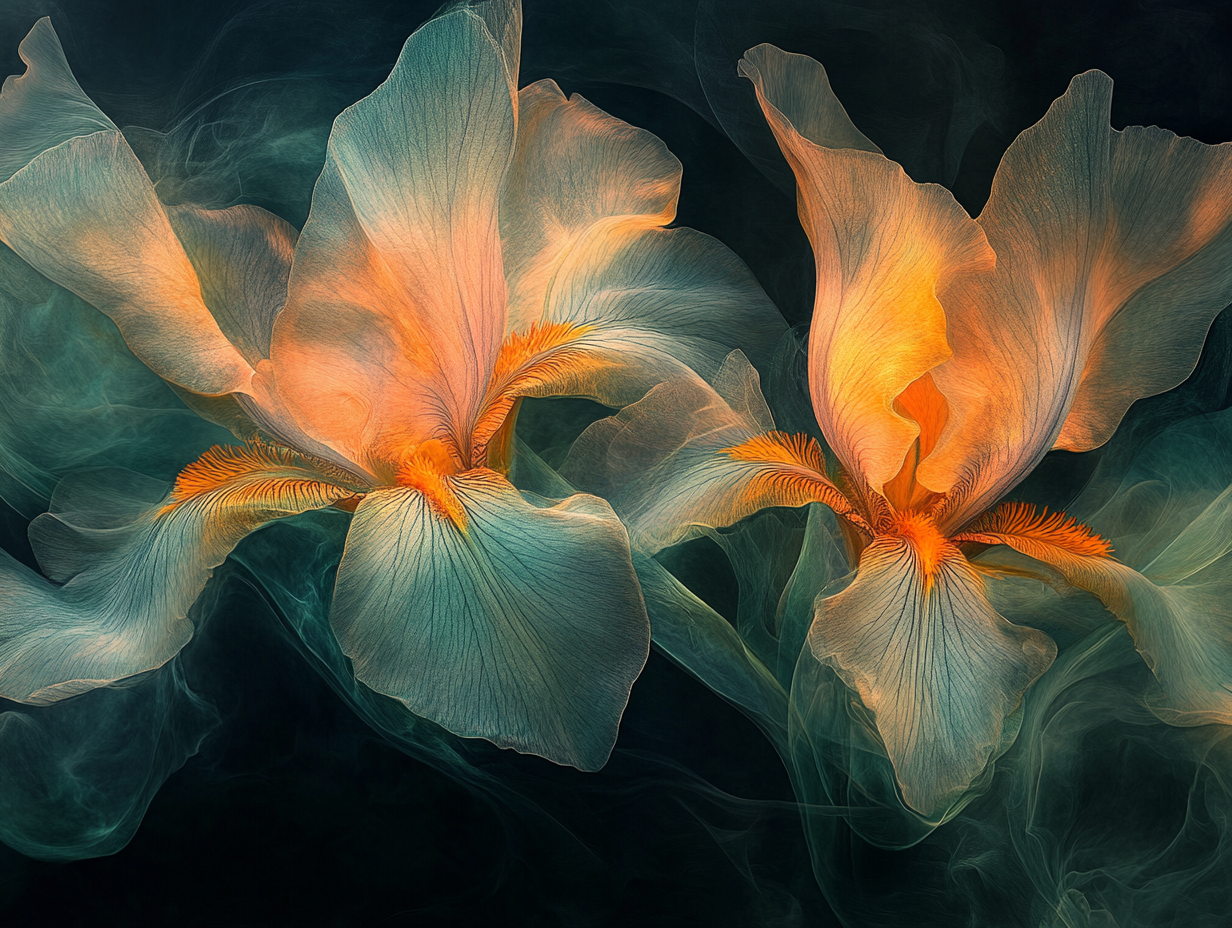 Mystische Blumen Orange 2 | LED Bild