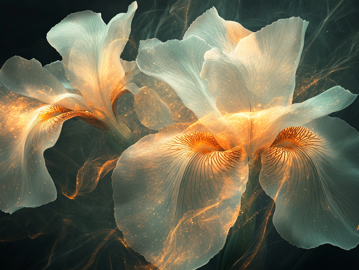 Mystische Blumen Orange 3 | LED Bild