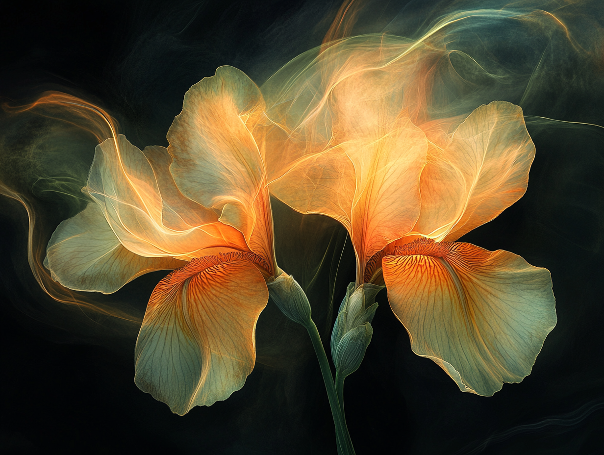 Mystische Blumen Orange 4 | LED Bild