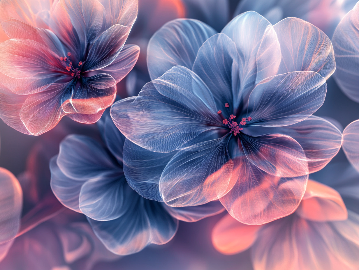 Blau Pinke Blumen 1 | LED Bild