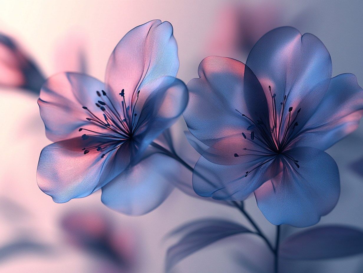 Blau Pinke Blumen 4 | LED Bild