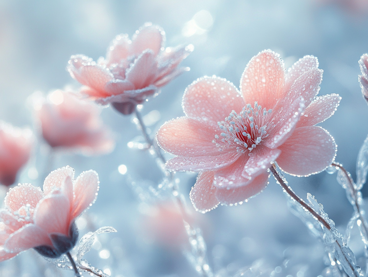 Pinke Blumen mit Tau 1 | LED Bild