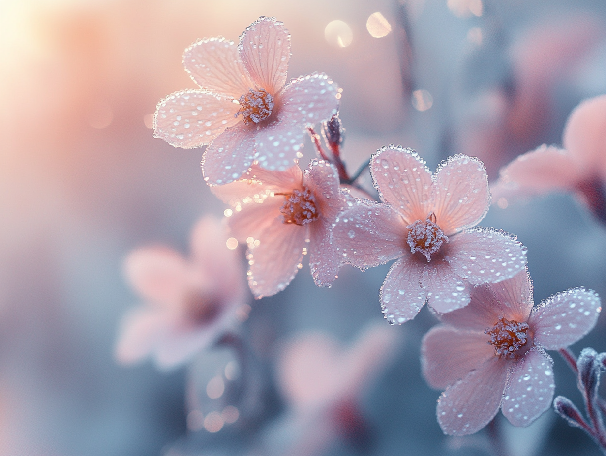 Pinke Blumen mit Tau 3 | LED Bild