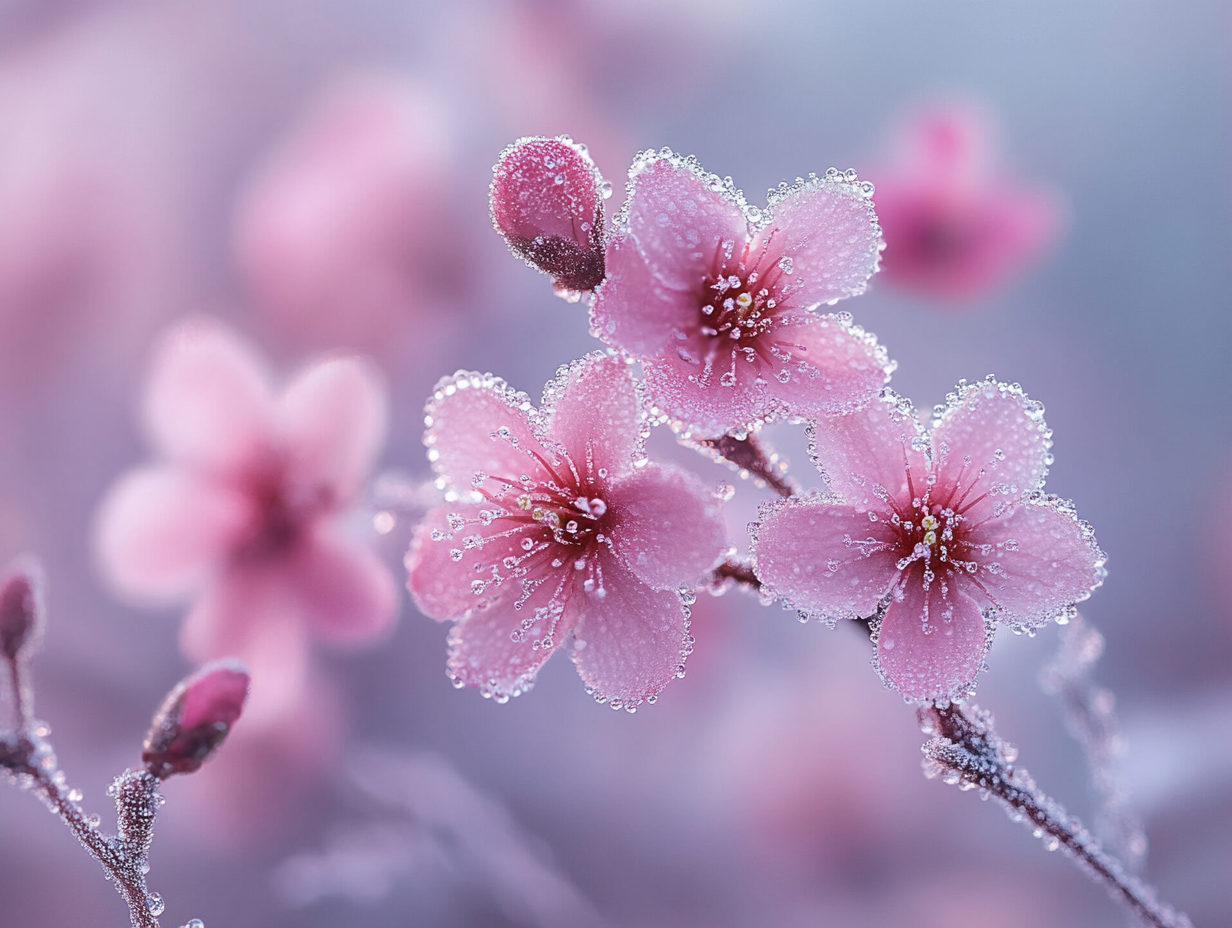 Pinke Blumen mit Tau 4 | LED Bild