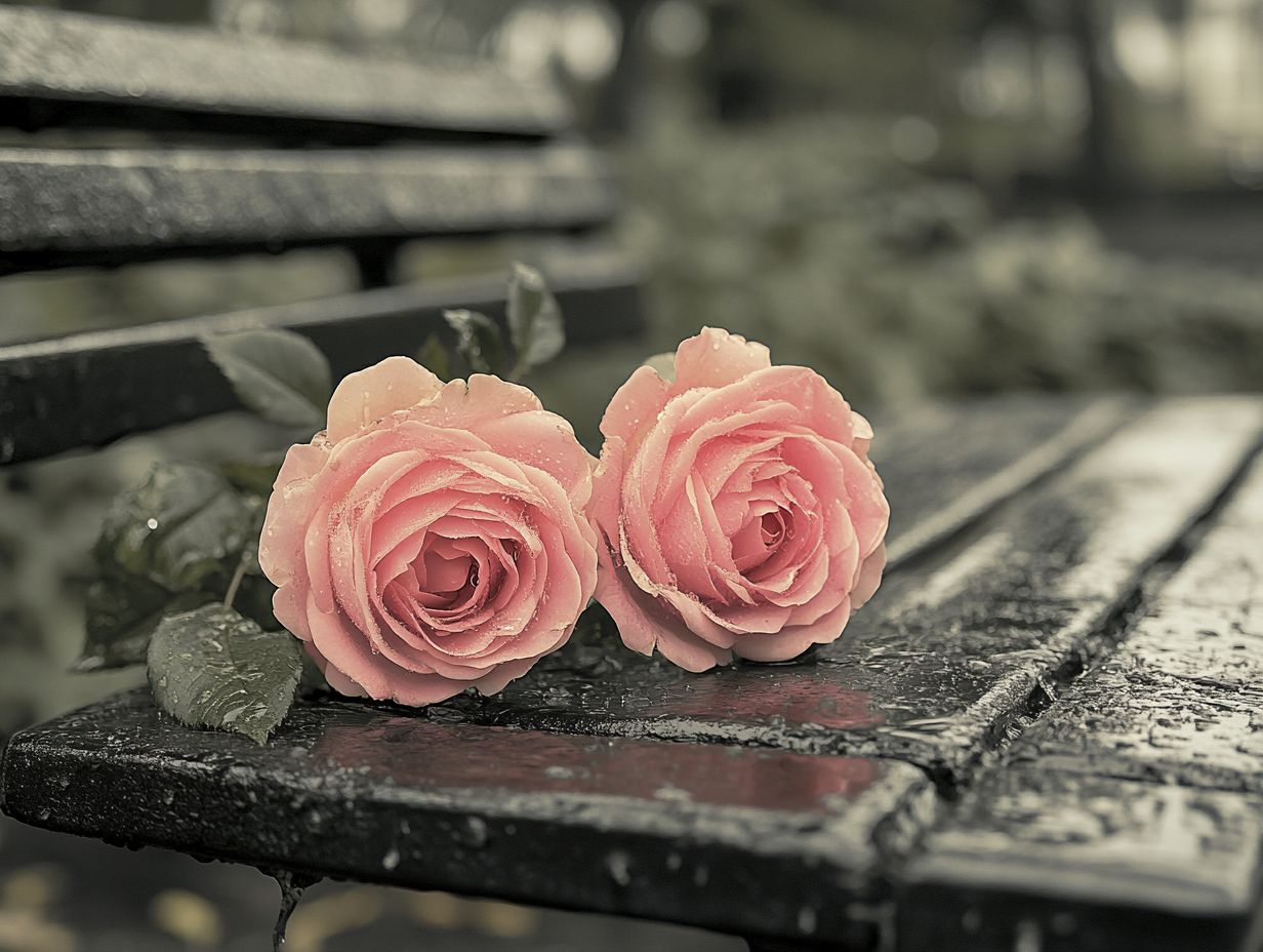 Pinke Rosen Parkbank 1 | LED Bild