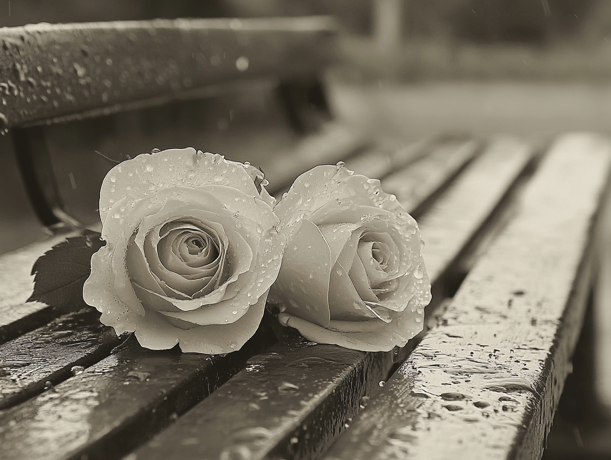 Pinke Rosen Parkbank 2 | LED Bild