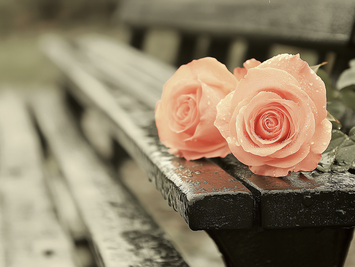 Pinke Rosen Parkbank 3 | LED Bild