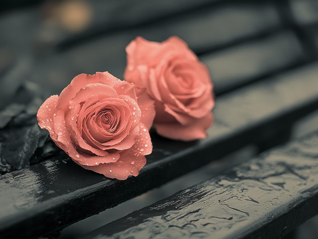 Pinke Rosen Parkbank 4 | LED Bild