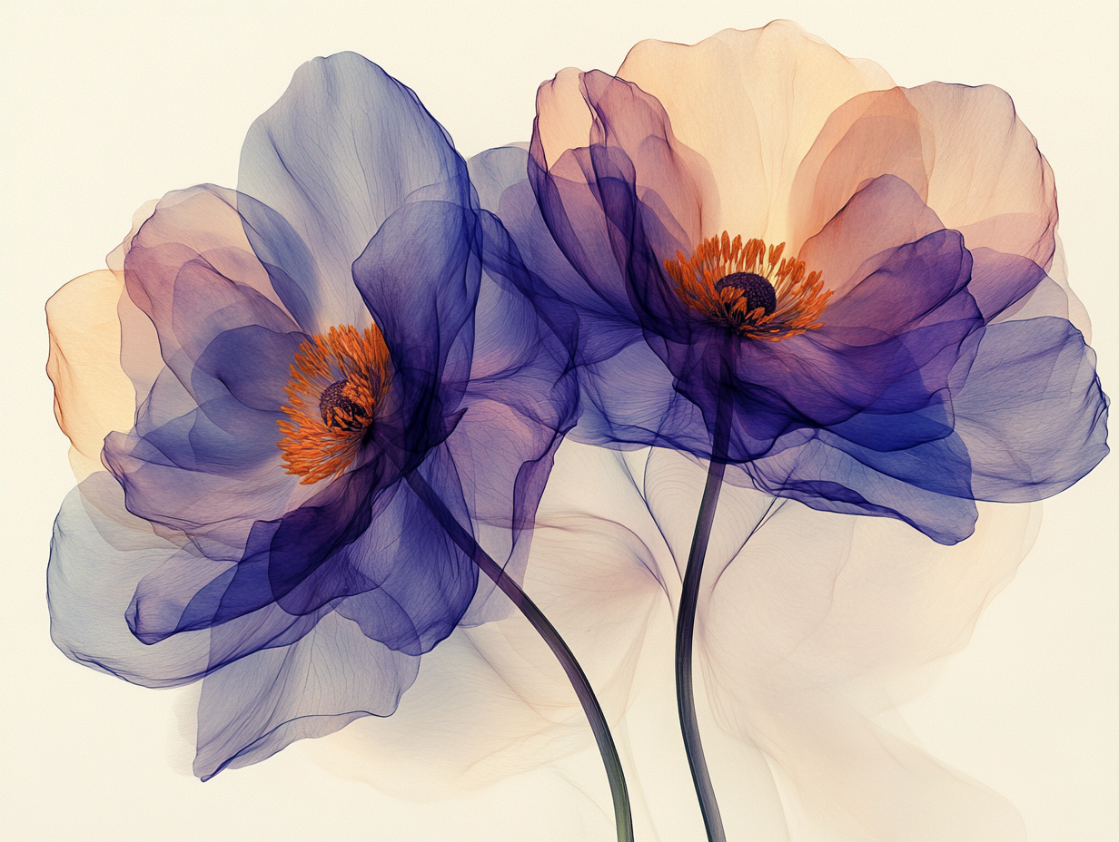 Abstrakte Blumen Lila Illustriert 1 | LED Bild