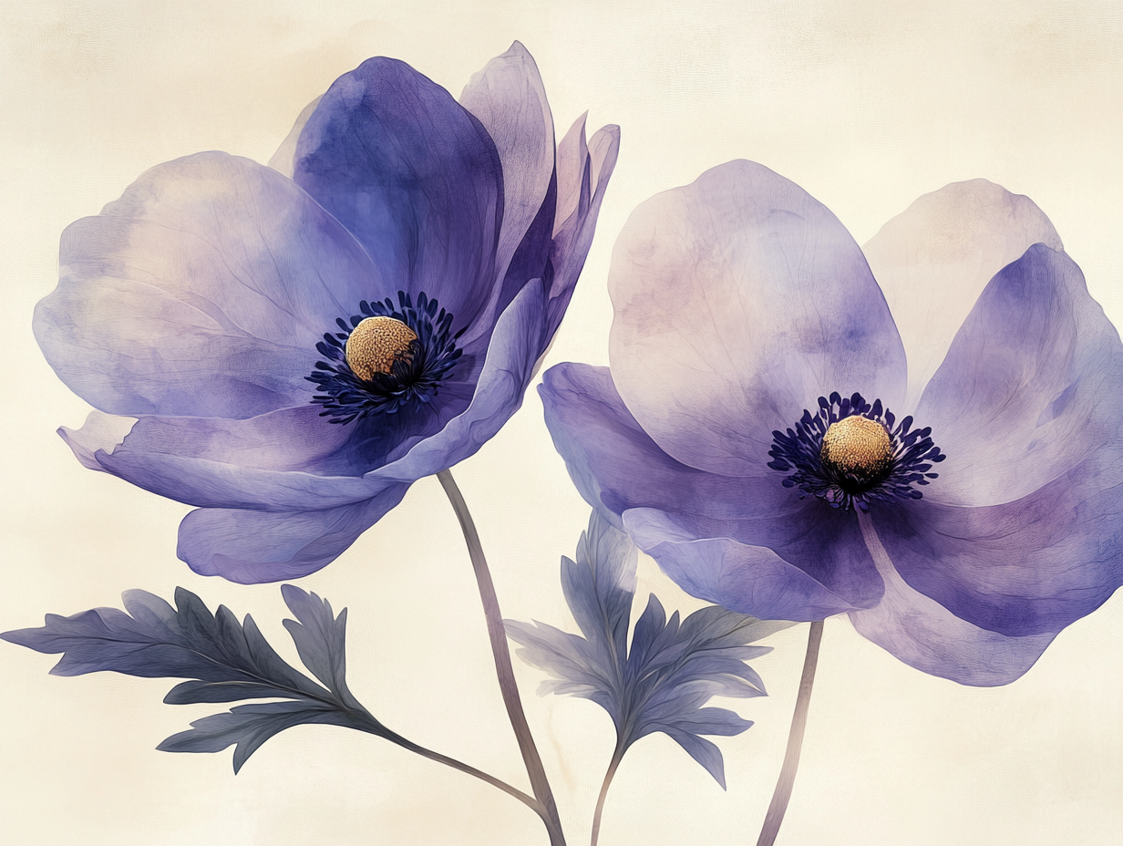 Abstrakte Blumen Lila Illustriert 3 | LED Bild