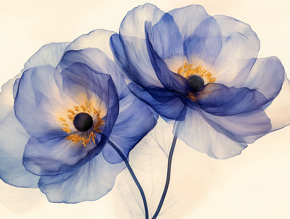 Abstrakte Blumen Lila Illustriert 4 | LED Bild