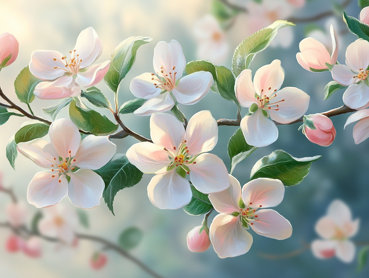 Apfelblüten Illustriert 2 | LED Bild