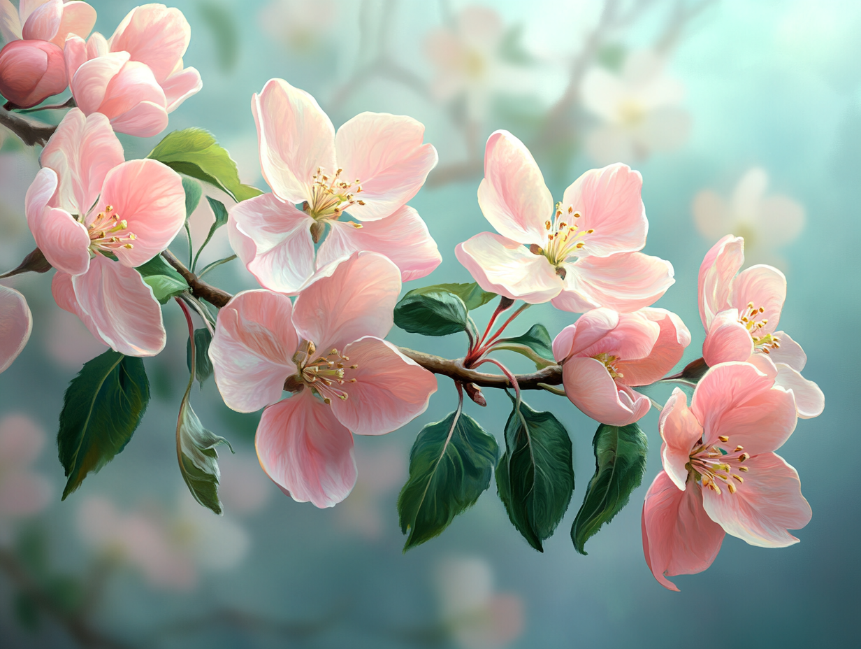 Apfelblüten Illustriert 3 | LED Bild