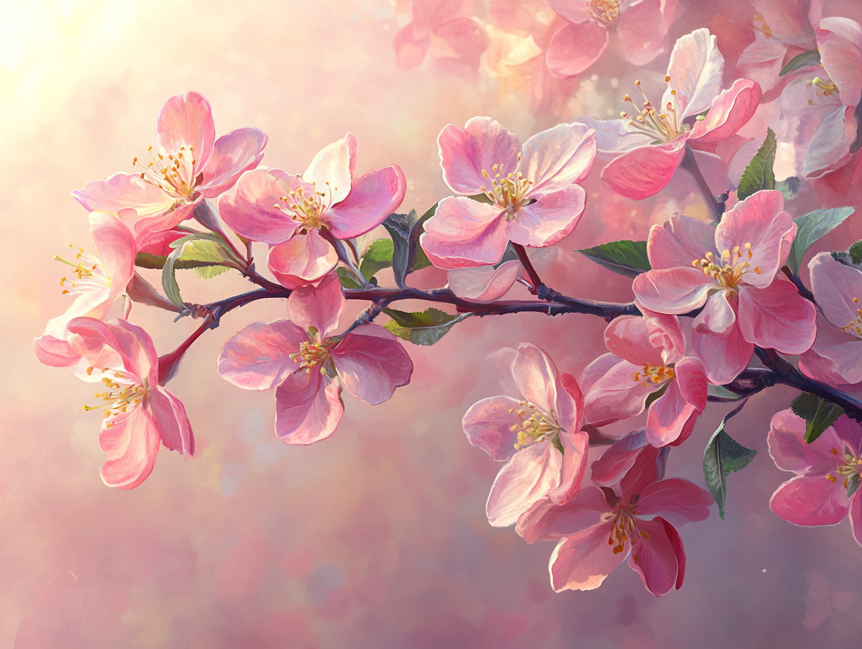 Apfelblüten Illustriert 4 | LED Bild