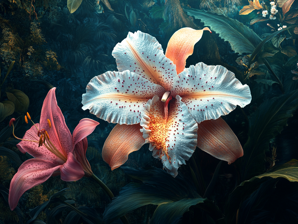 Tropische Blumen 2 | LED Bild