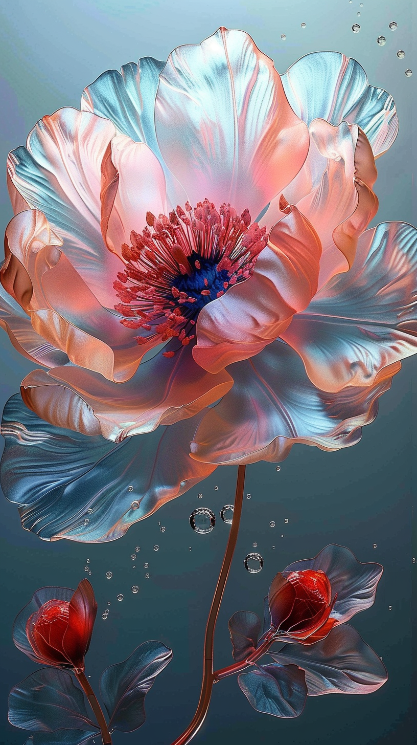 Glas Blume Bunt 4 | LED Bild