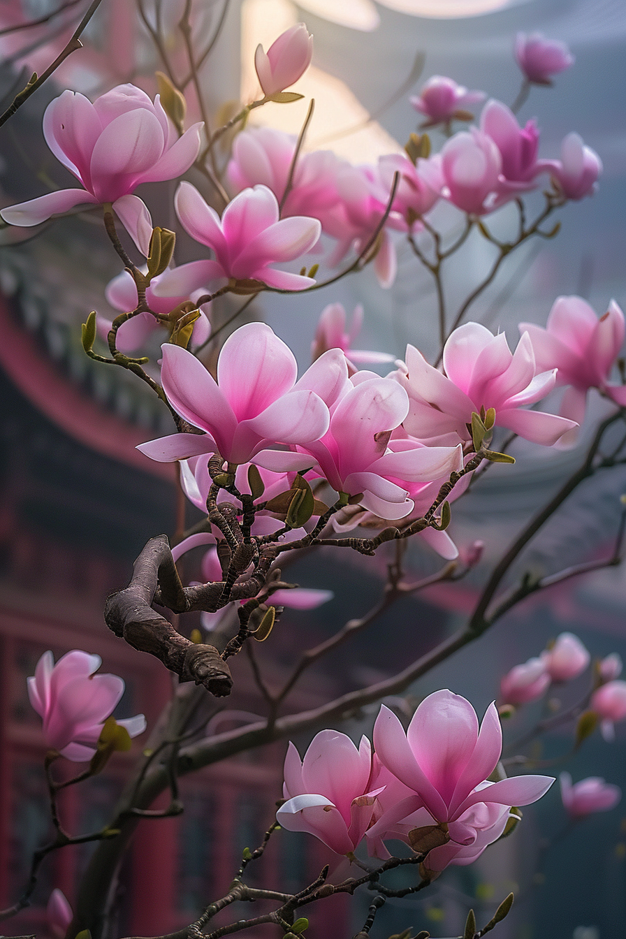 Asiatische Blüten Pink 1 | LED Bild