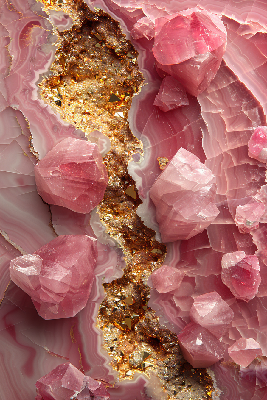 Rosa Kristalle mit Goldader 1 | LED Bild