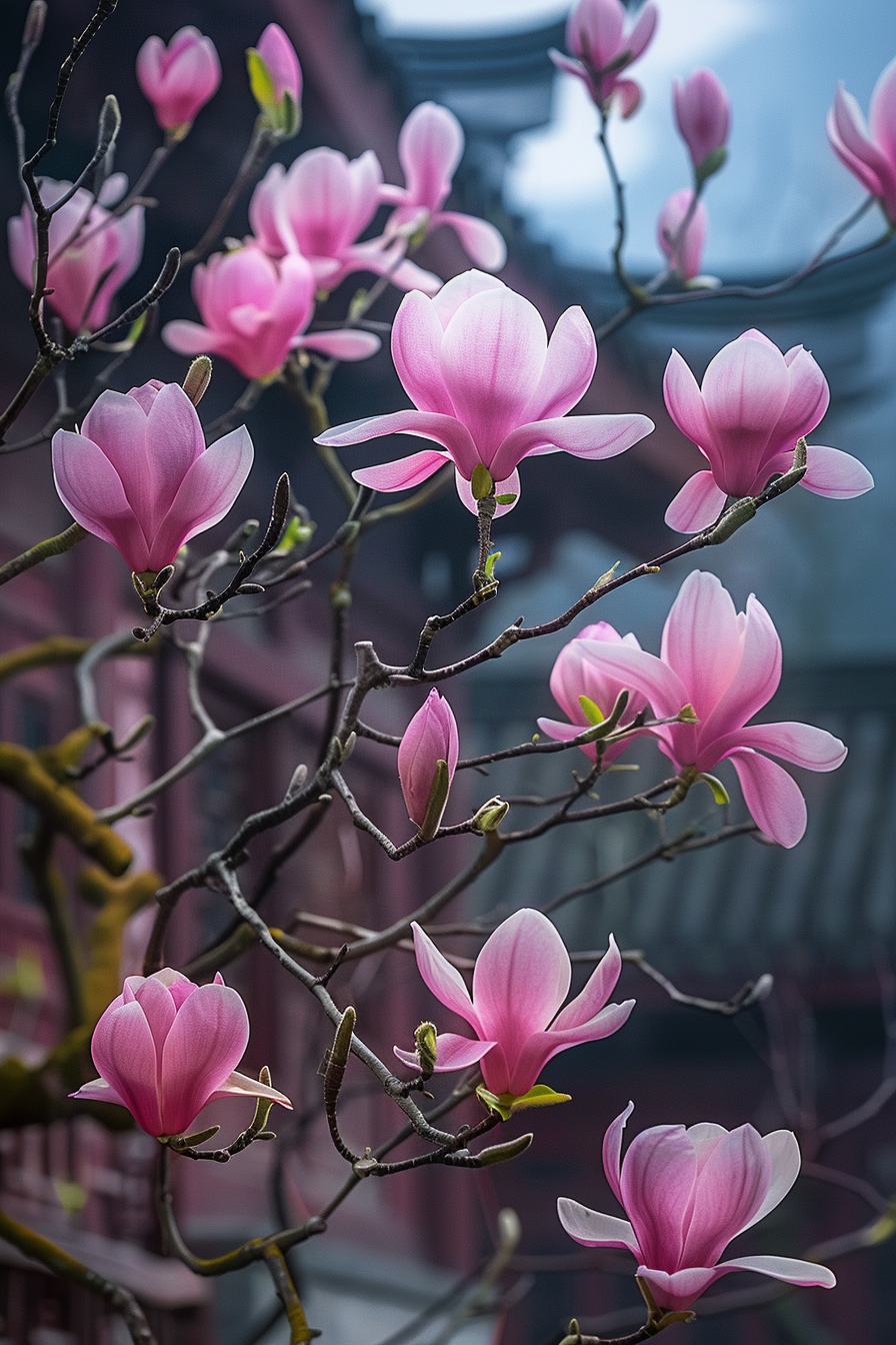 Asiatische Blüten Pink 2 | LED Bild