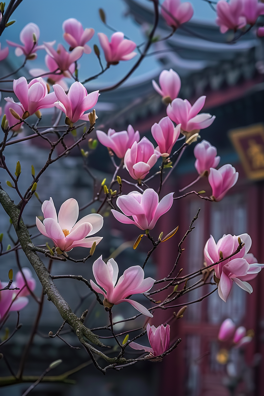 Asiatische Blüten Pink 3 | LED Bild