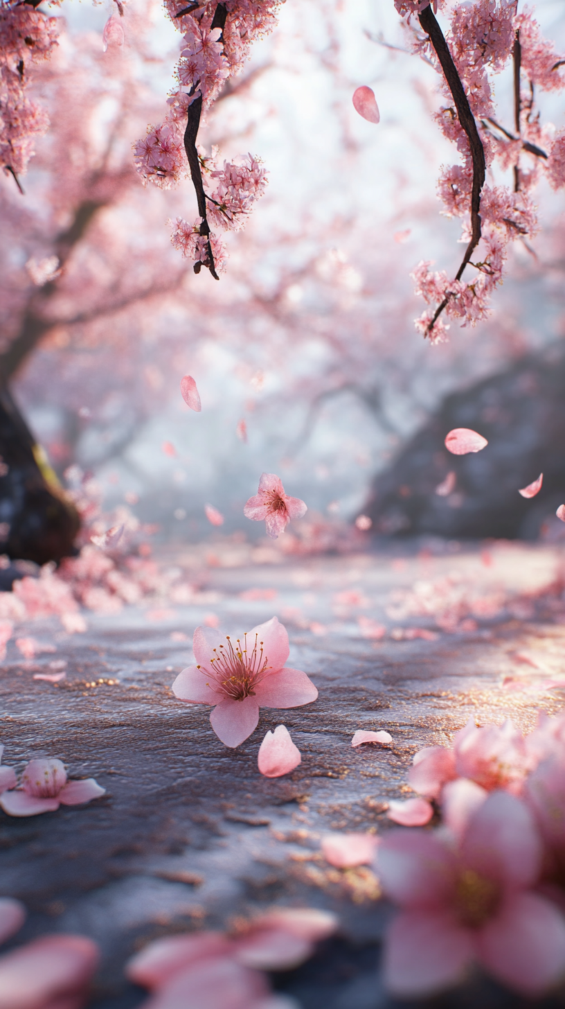 Pinke Blüten Fallend | LED Bild