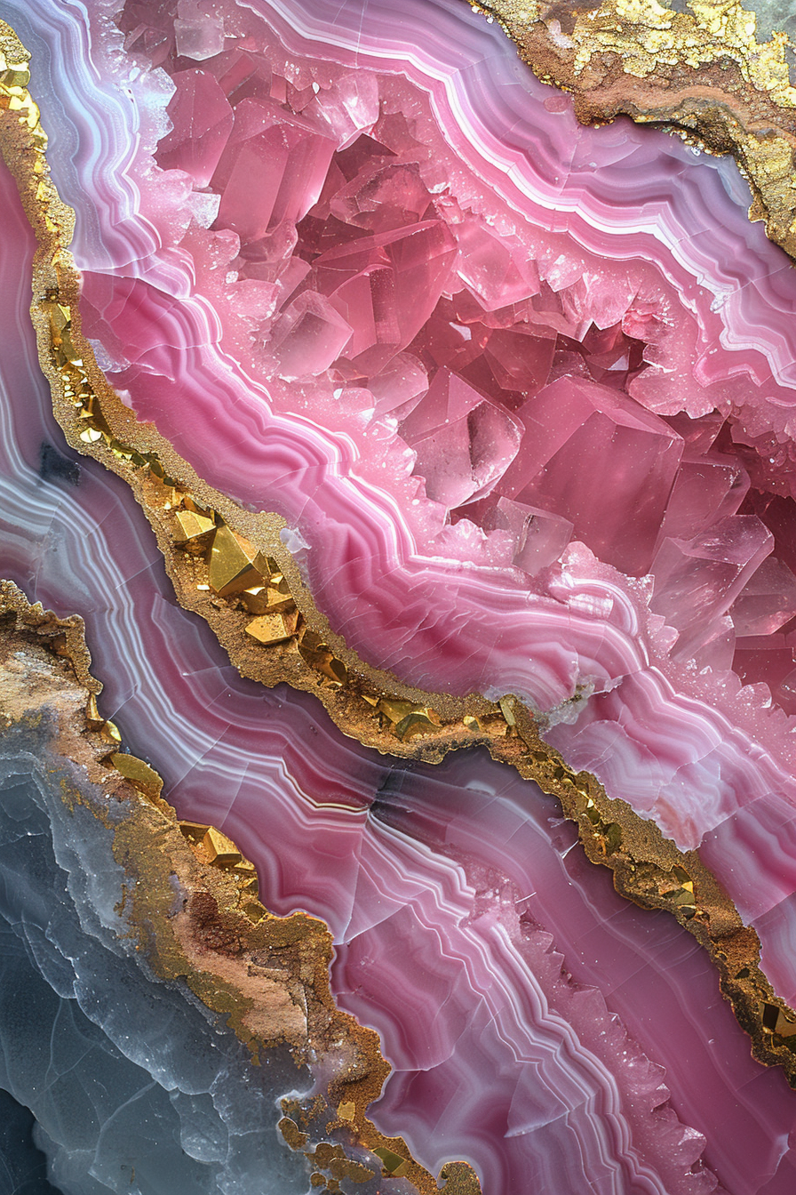 Rosa Kristalle mit Goldader 2 | LED Bild