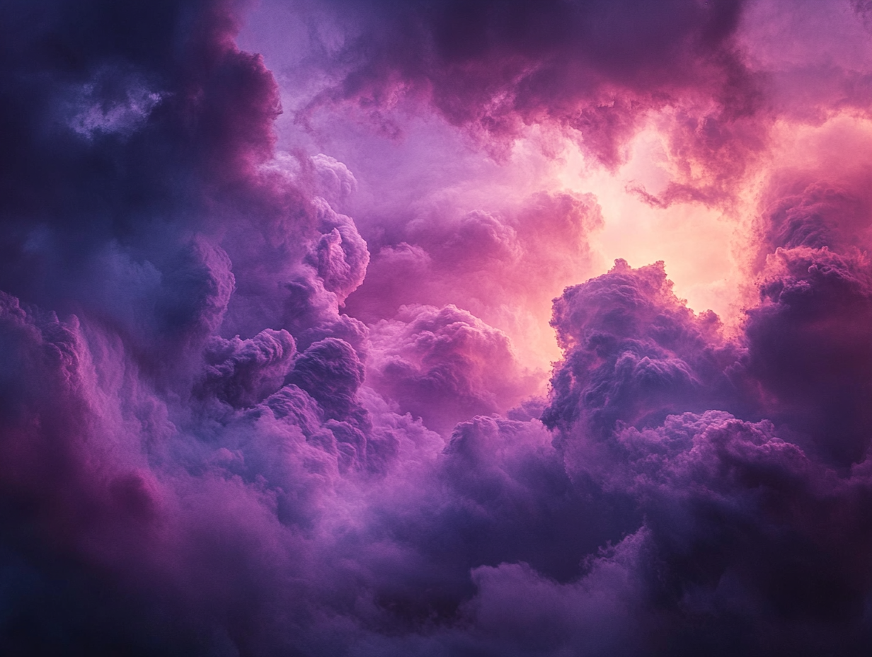 Lila Wolken Sonnenstrahlen 3 | LED Bild