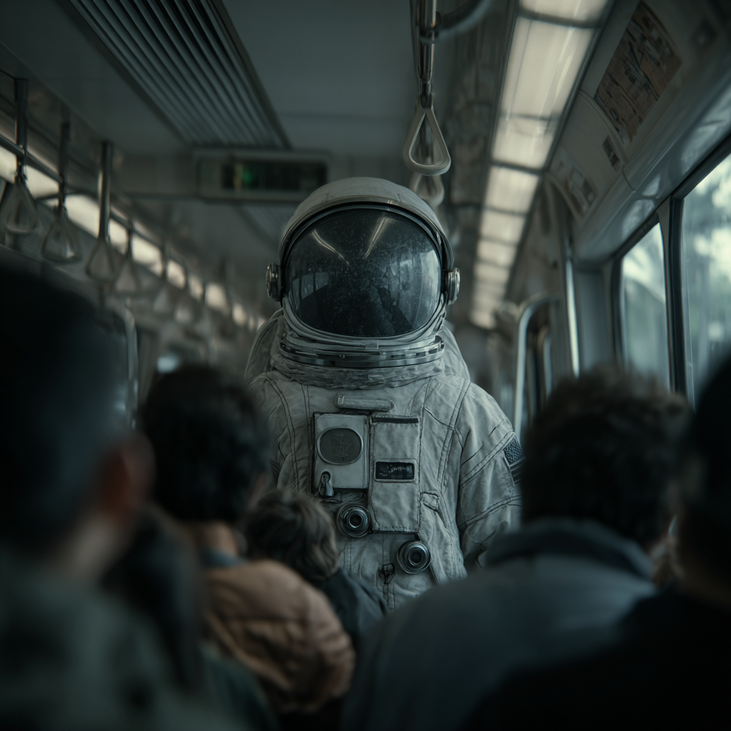 Astronaut in Bus 2 | LED Bild