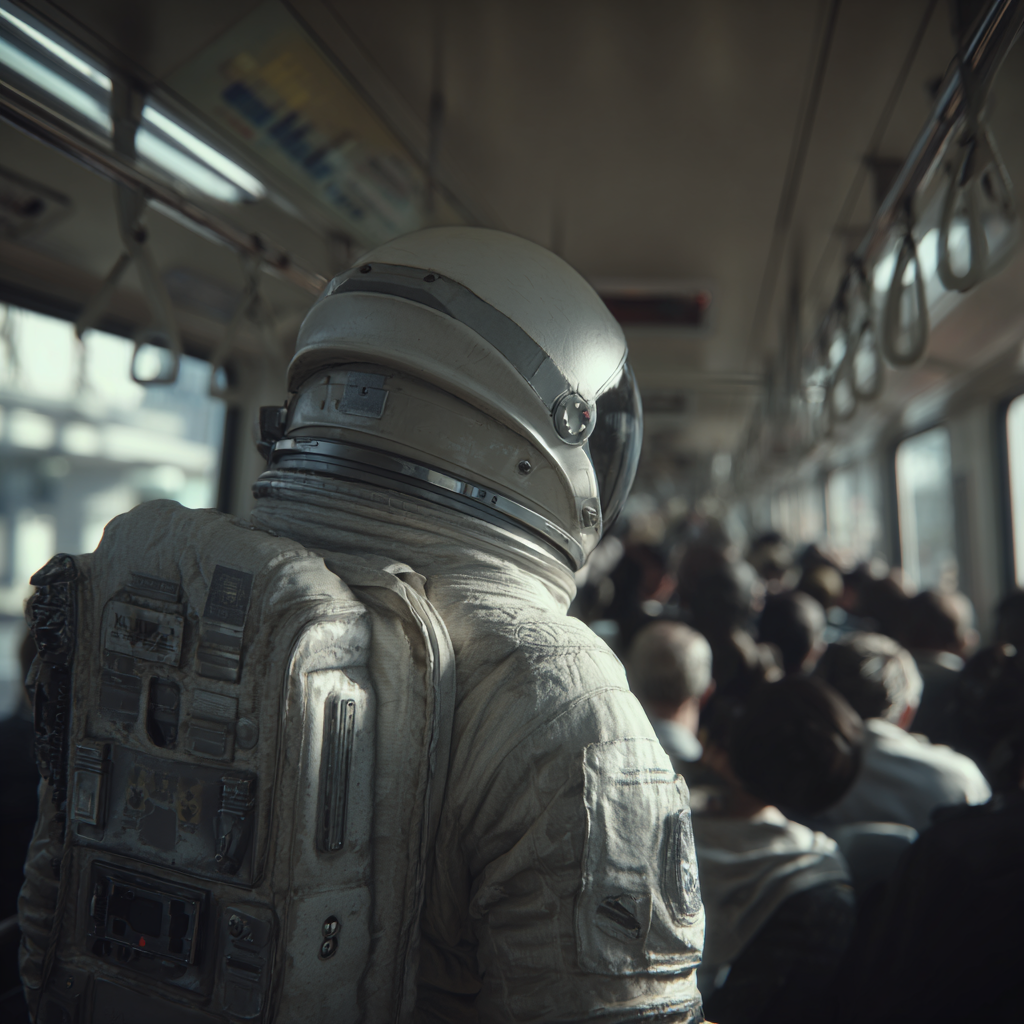 Astronaut in Bus 4 | LED Bild