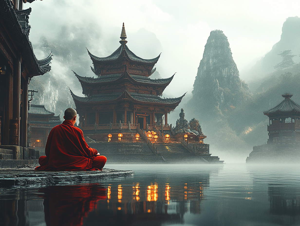 Mönch Asiatischer Tempel 1 | LED Bild