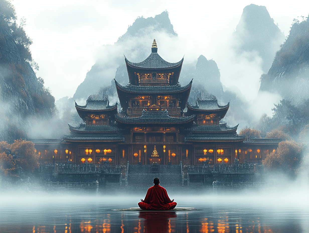 Mönch Asiatischer Tempel 2 | LED Bild