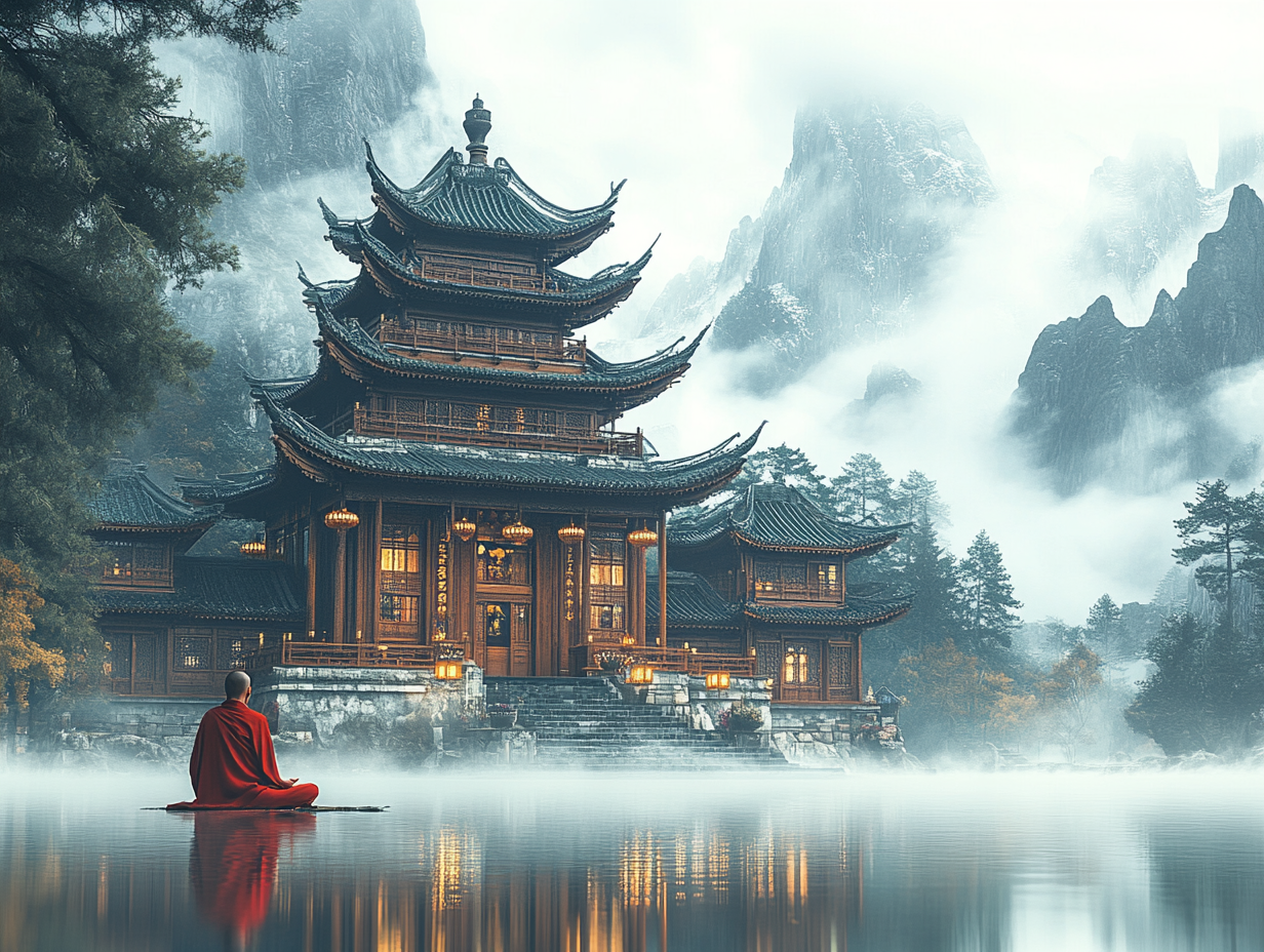 Mönch Asiatischer Tempel 3 | LED Bild