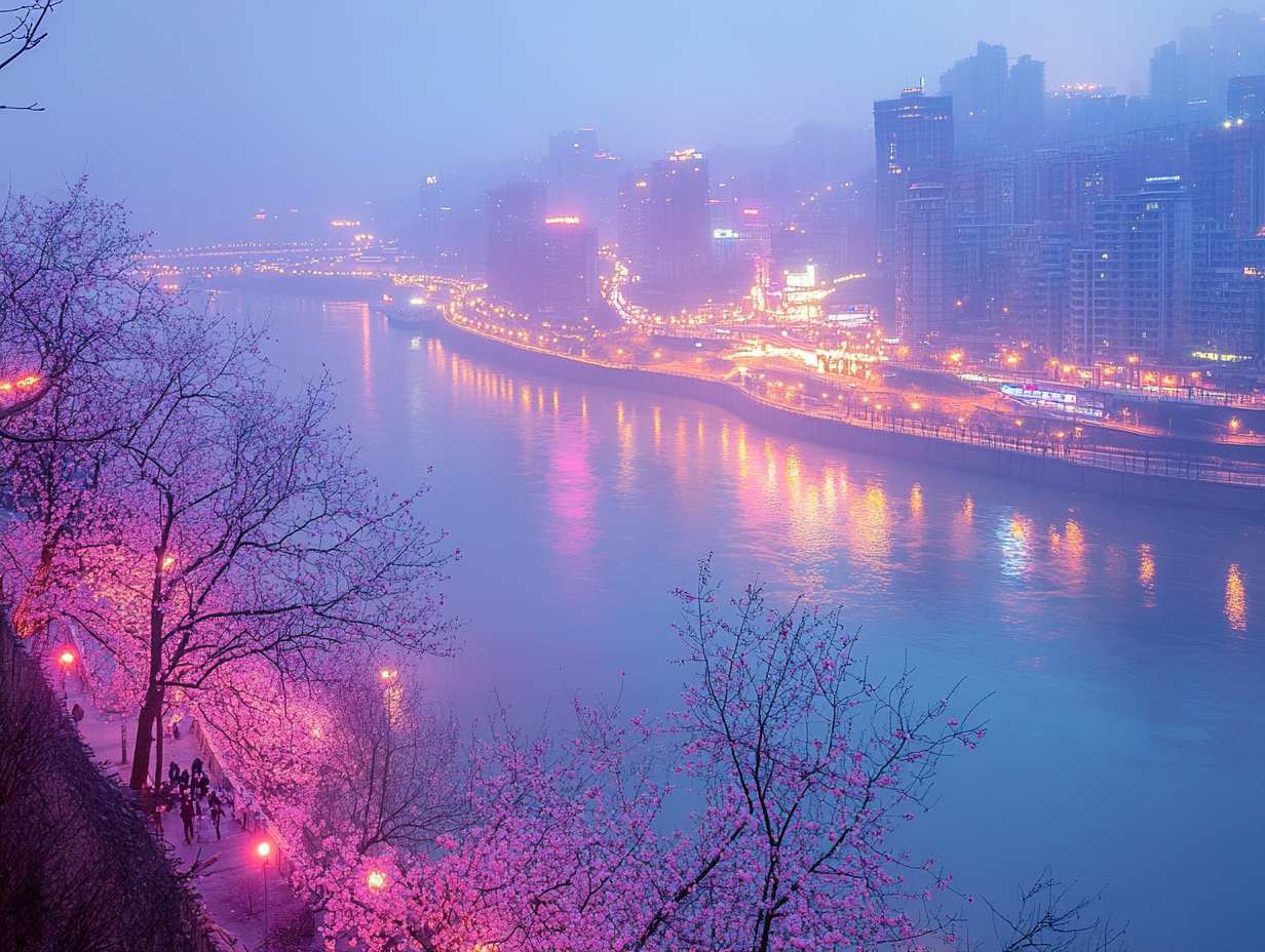 Asiatische Lichter Skyline 1 | LED Bild