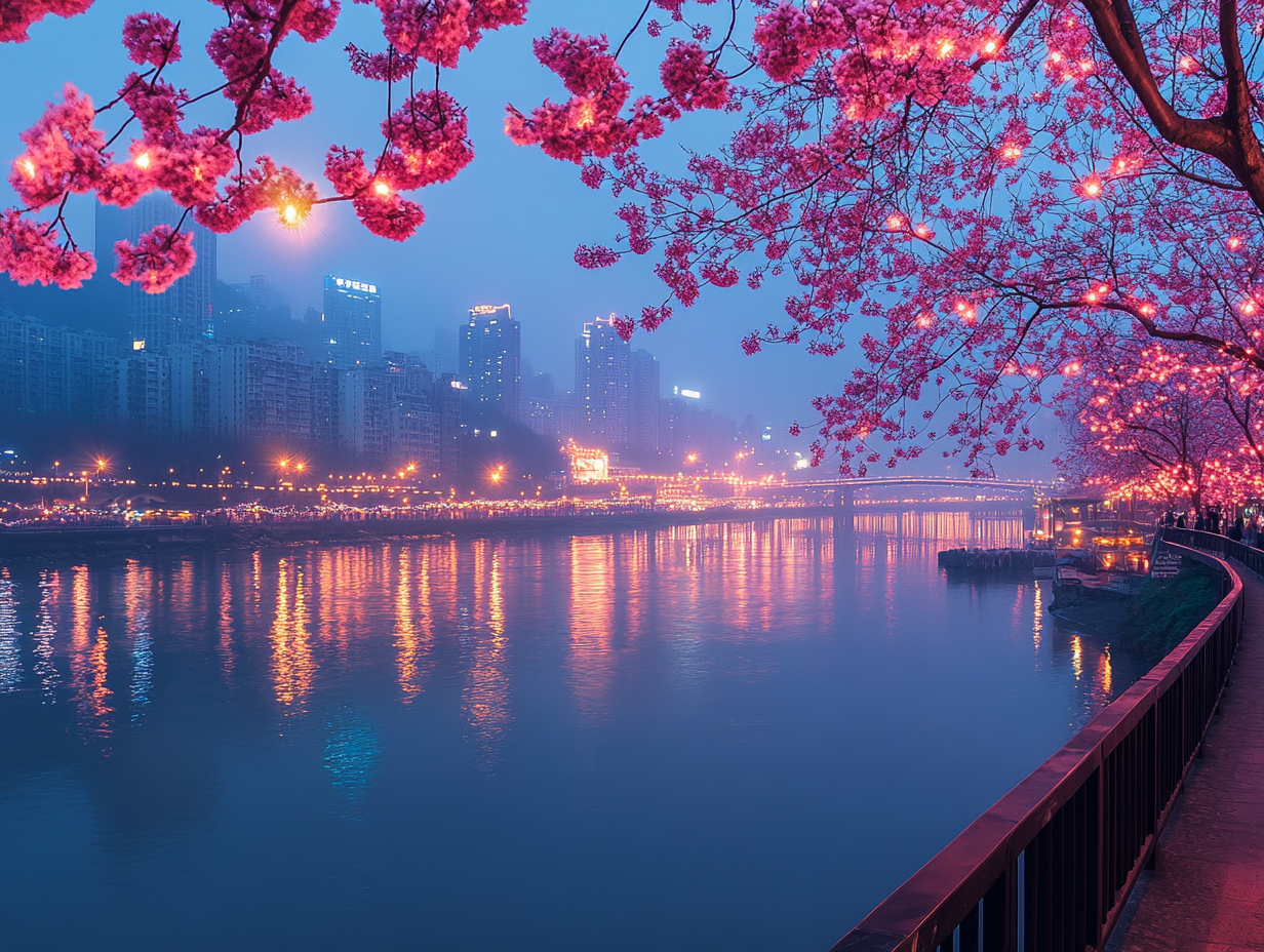 Asiatische Lichter Skyline 2 | LED Bild